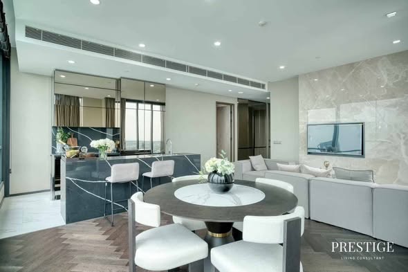 living room and kitchen of THE ESSE Sukhumvit 36
