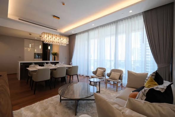 living room and bedroom of The Estelle Phrom Phong