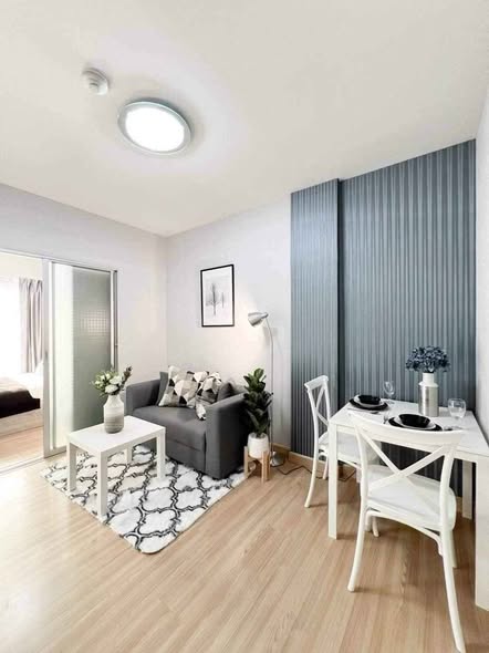 living room and bedroom of The Kith Plus Sukhumvit 113