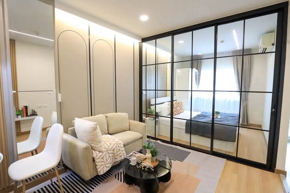 living room and bedroom and room interior of The Kith Plus Sukhumvit 113