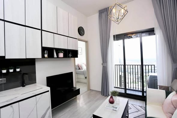 living room and bedroom of THE LINE Sukhumvit 101