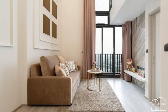 living room and bedroom of THE LINE Sukhumvit 101