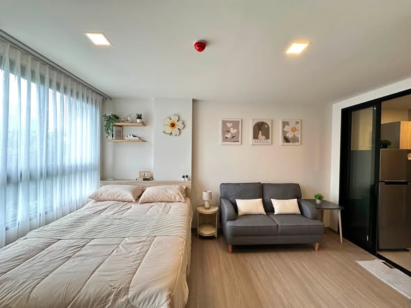 bedroom and room interior of THE MUVE Sukhumvit 107