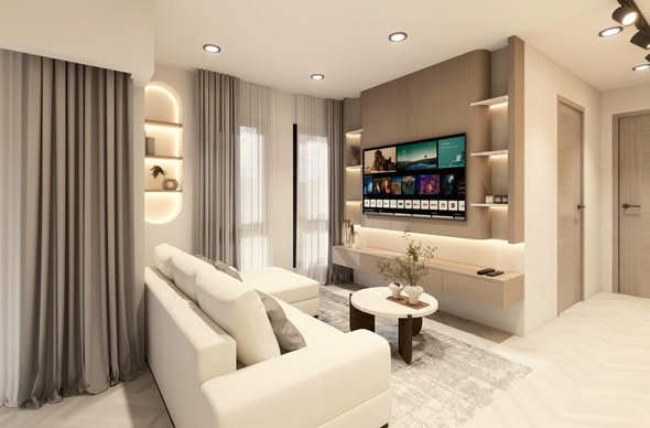bedroom and living room of The Next 1 Condominium – Building 1 อาคาร 1