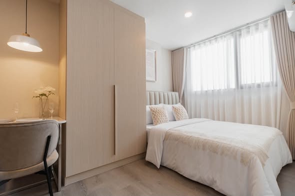 bedroom of THE ORIGIN SUKHUMVIT – PRAKSA สำนักงานขายคอนโด