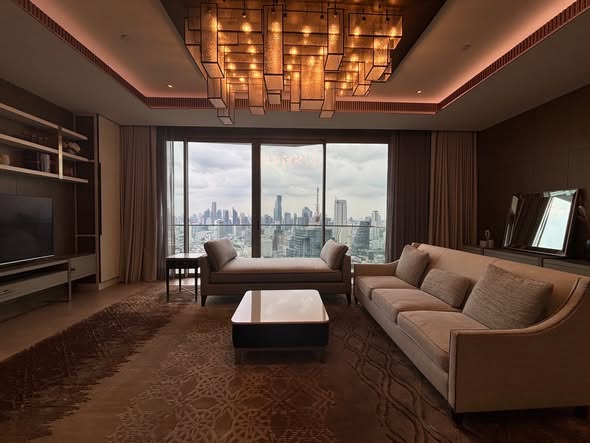 living room and bedroom of The Residences at Mandarin Oriental Bangkok