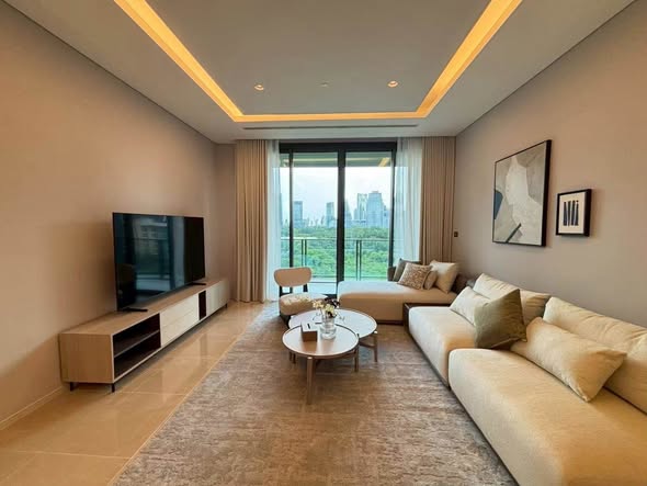 living room and bedroom of The Residences at Sindhorn Kempinski Hotel Bangkok