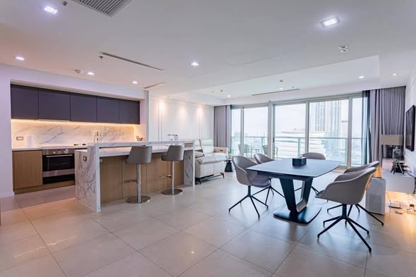 living room of The River Condominium