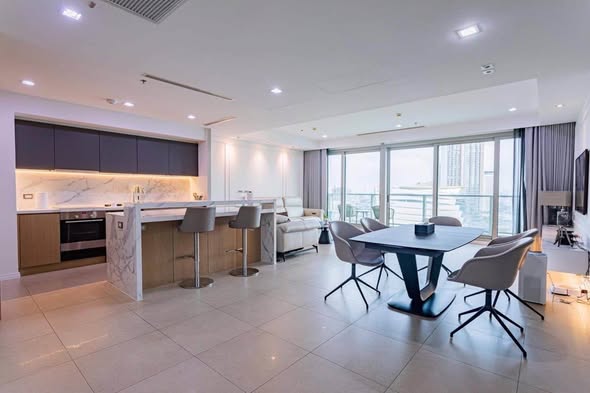 living room of The River Condominium