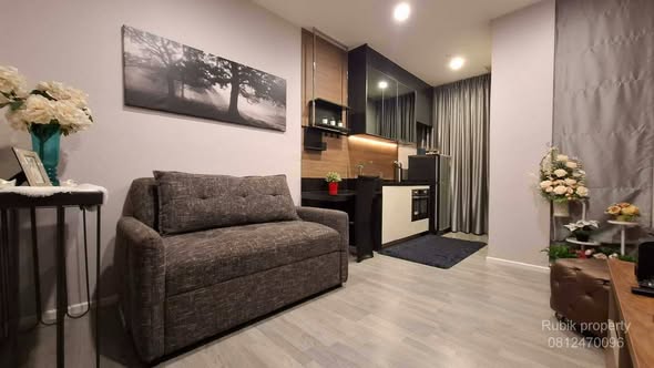 living room and bedroom of The Room Sathon @ St. Louis