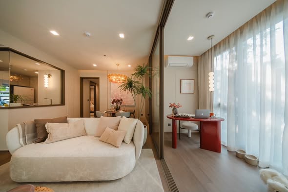 bedroom and living room of WIDEN by Sansiri