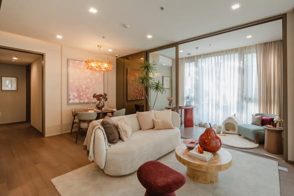 living room and bedroom of WIDEN by Sansiri