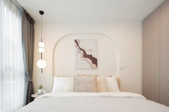 bedroom of Atmoz รัชดา-ห้วยขวาง คอนโด