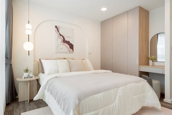 bedroom of Atmoz รัชดา-ห้วยขวาง คอนโด