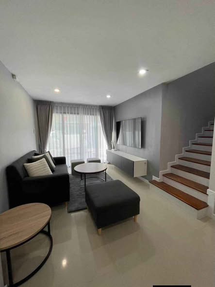 living room and bedroom of Baan Fah Greenery Loft North Pattaya