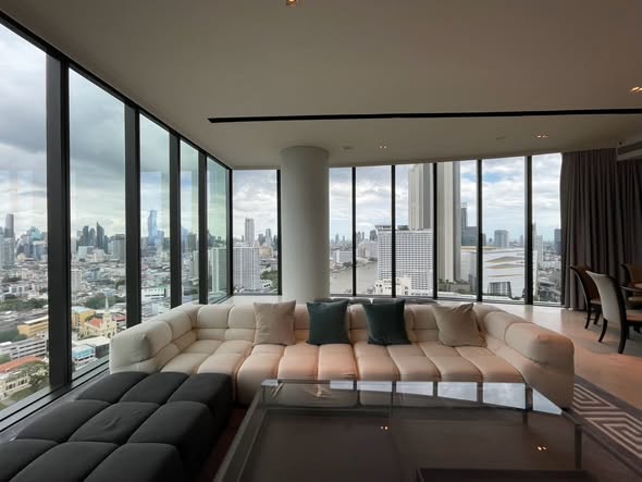 living room of Banyan Tree Residences Riverside Bangkok บันยัน ทรี เรสซิเดนซ์ ริเวอร์ไซด์ กรุงเทพ