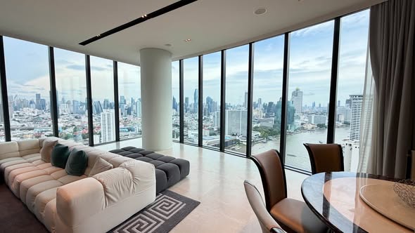 living room of Banyan Tree Residences Riverside Bangkok บันยัน ทรี เรสซิเดนซ์ ริเวอร์ไซด์ กรุงเทพ