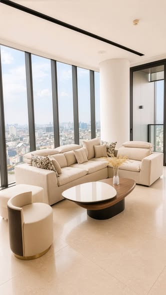 living room of Banyan Tree Residences Riverside Bangkok บันยัน ทรี เรสซิเดนซ์ ริเวอร์ไซด์ กรุงเทพ