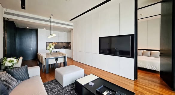 living room and room interior of Banyan Tree Residences Riverside Bangkok บันยัน ทรี เรสซิเดนซ์ ริเวอร์ไซด์ กรุงเทพ