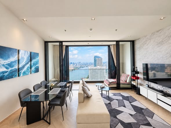 bedroom and living room of Chapter Charoennakhon–Riverside