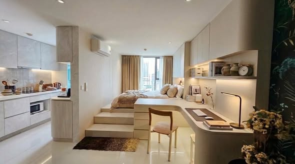 bedroom and kitchen of ELEMENTS SRINAGARINDRA CONDO