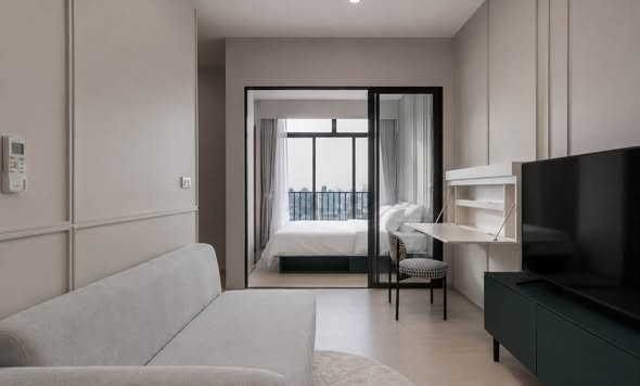 living room and bedroom of เฟล็กซี่ รัตนาธิเบศร์ | Flexi Rattanathibet
