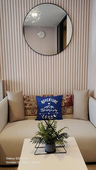 living room and bathroom of FLO by Sansiri