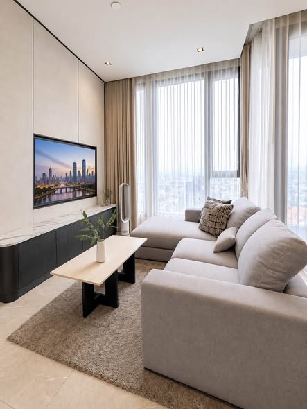 bedroom and living room of HYDE Heritage Thonglor, Sukhumvit 59 main road