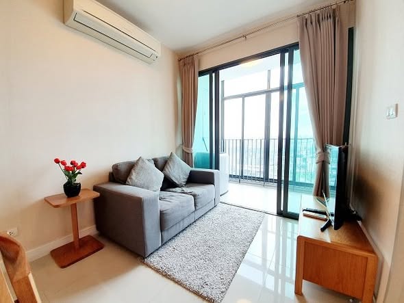 living room and bedroom of Ideo BluCove Sukhumvit