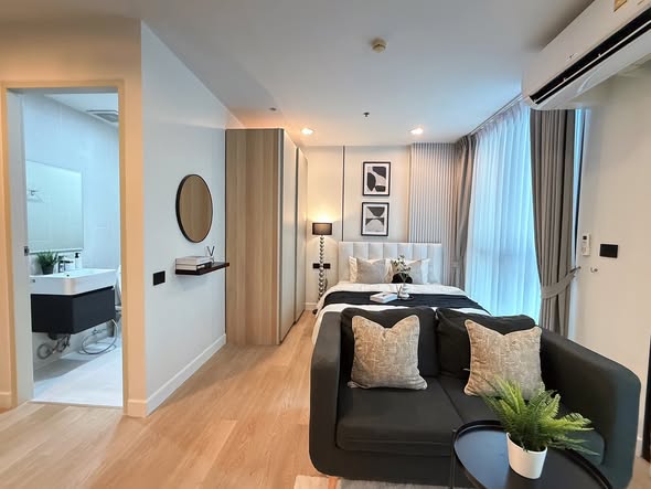living room and bedroom and room interior of IDEO Ratchada-Huai Khwang