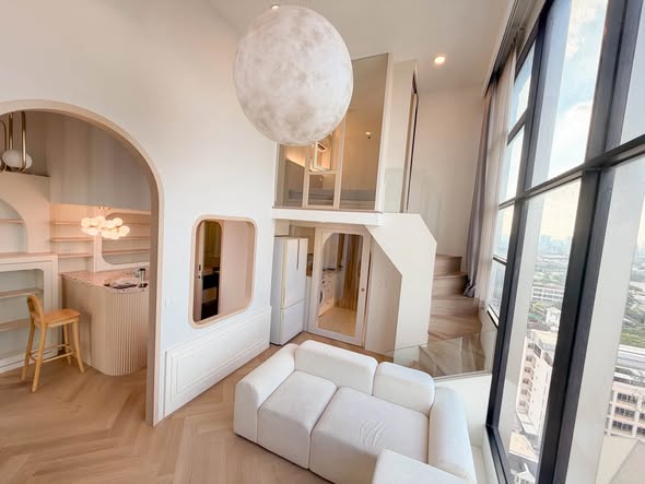 living room and bedroom of KnightsBridge Space Ratchayothin