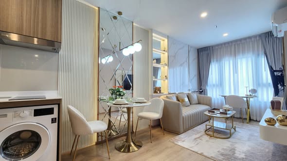 living room and bedroom of Life Rama 4 – Asoke