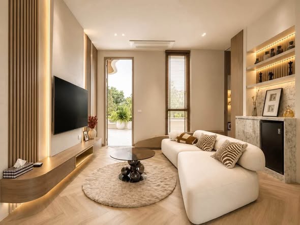 living room of LN Luxury Pool Villa – บ้านพักพูลวิลล่าชะอำ
