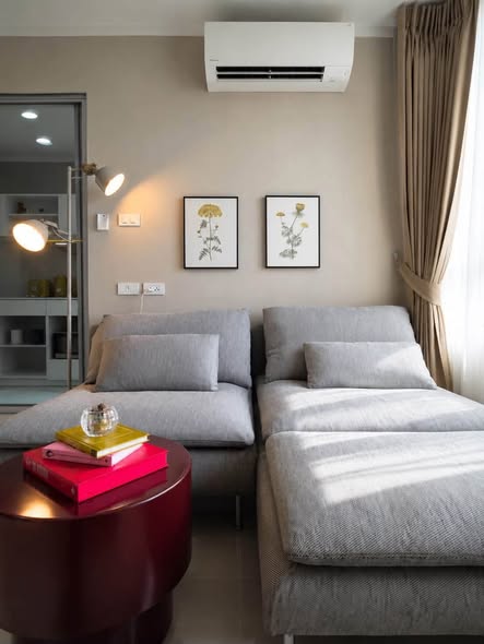 living room and bedroom of Lumpini Ville Naklua – Wong Amat.