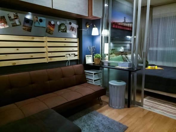 bedroom and living room of Lumpini Ville On Nut – Phatthanakan