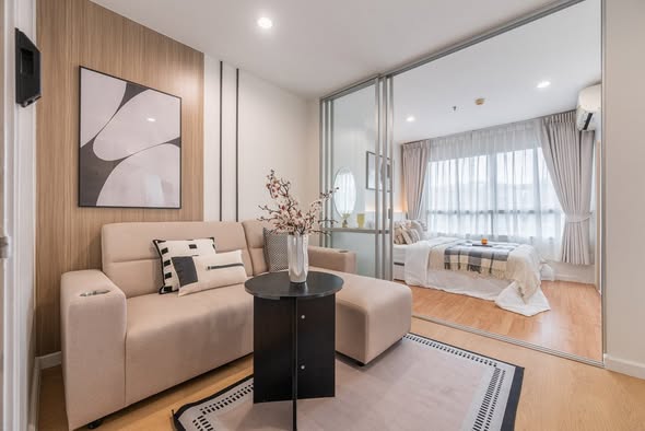 living room and bedroom of Lumpini Ville Ramkhamhaeng 60/2