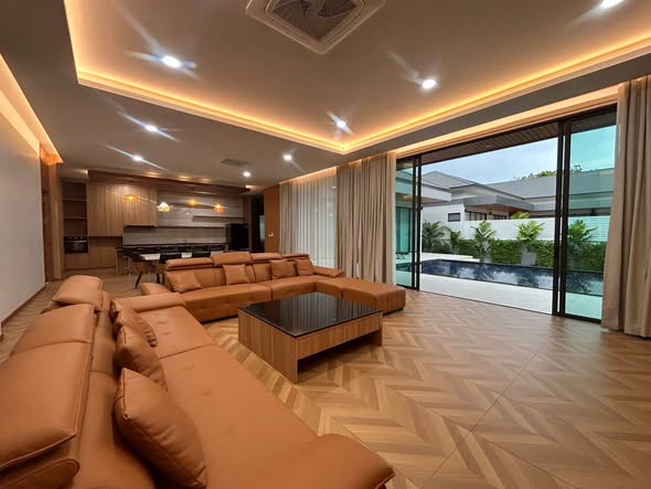 living room and bedroom of Moon 5-Bedroom Luxury Pool Villa