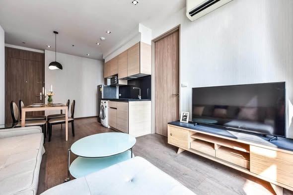 living room and bedroom of Park Origin Phrom Phong