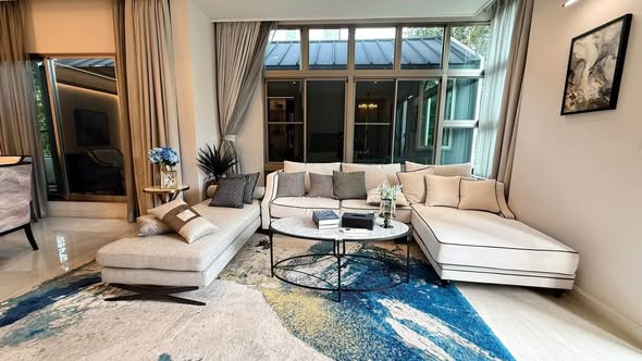 living room and bedroom of Perfect Masterpiece Rama 9-Krungthep Kreetha