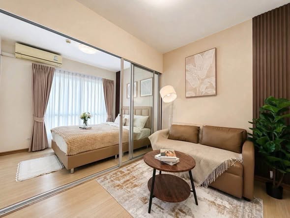 bedroom and living room of Plum Condo Bang Yai Station.
