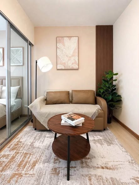 living room and bedroom of Plum Condo Bang Yai Station.