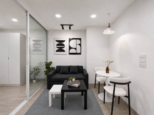 living room and room interior of Ratchada Prestige Ladprao 48