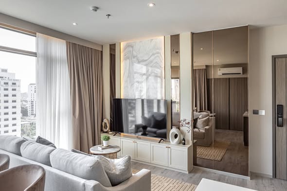 living room and bedroom and room interior of Rhythm Ekkamai Estate