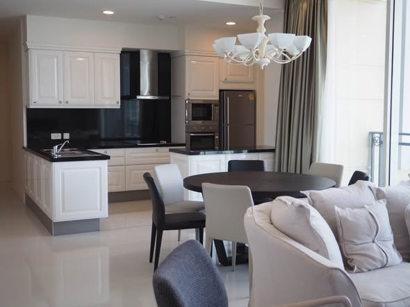 living room and kitchen of Royce Private Residences