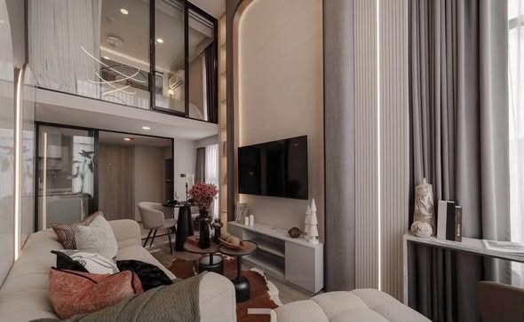 bedroom and living room of SOHO​ BANGKOK​ RATCHADA​