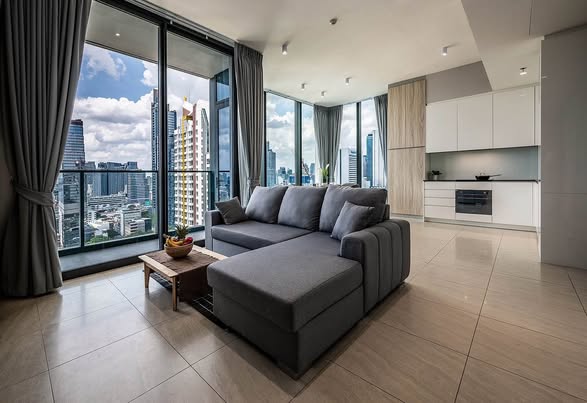 living room and bedroom of Tait Sathorn 12