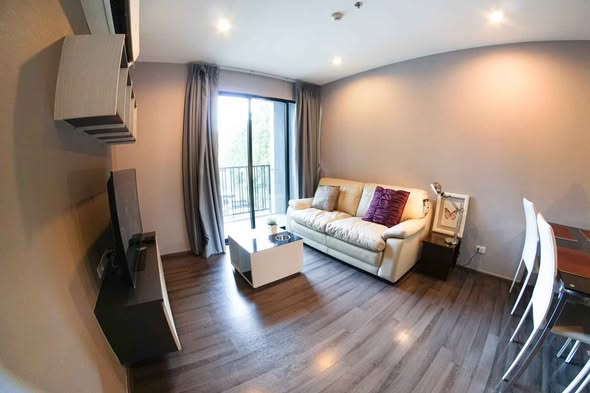 living room and bedroom of THE BASE Park West – Sukhumvit 77