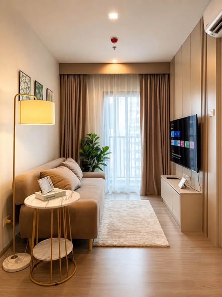 living room and bedroom of THE BASE Phetchaburi-Thonglor เดอะ เบส เพชรบุรี – ทองหล่อ