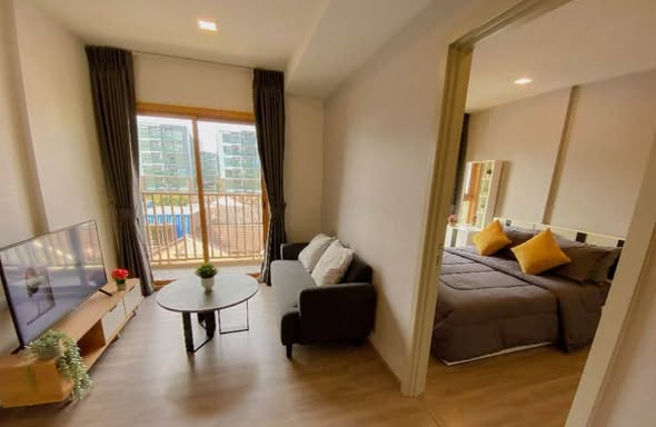 living room and bedroom and room interior of THE BASE Sukhumvit 50