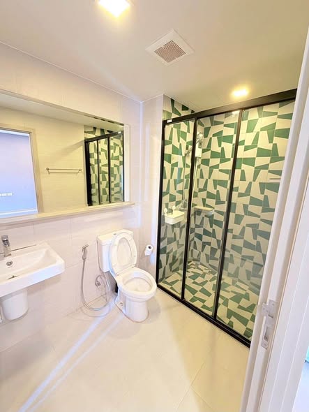 room interior and bathroom of THE BASE Sukhumvit 50